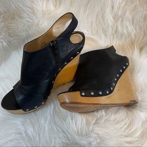 Jean-Michel Cazabat Leather Bootie Wedges, 39.5